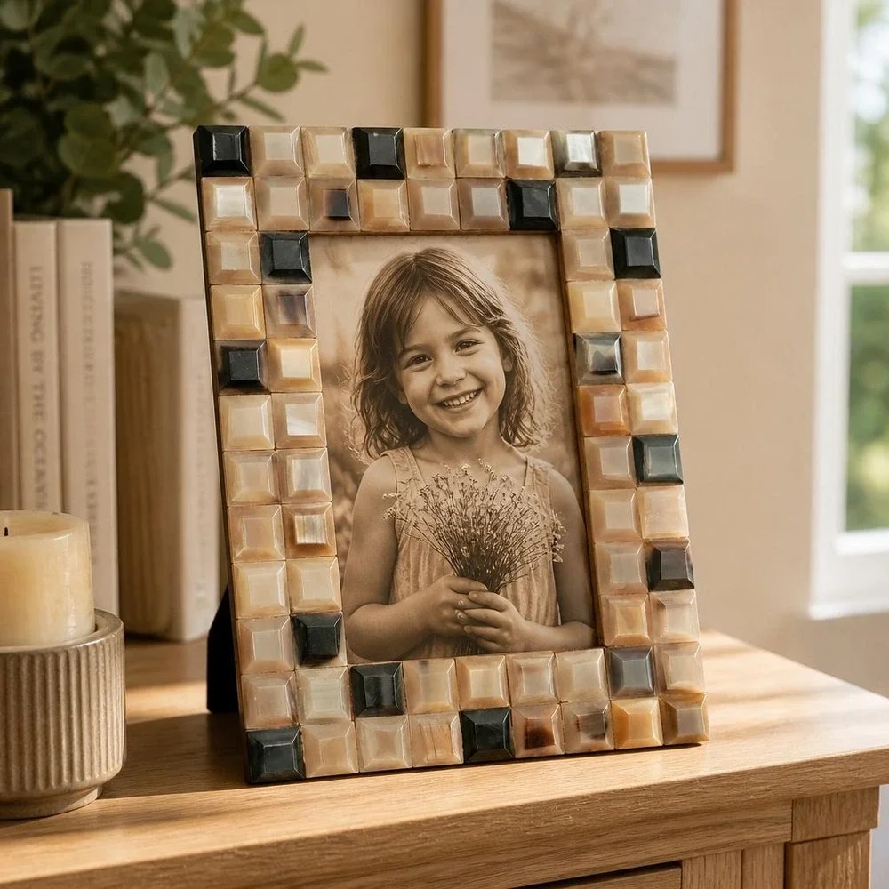 Mosaic Picture Frame Handcrafted in India, 4x6 inch photo